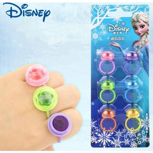 12pcs Disney Frozen Rings stamp sets Sofia Princess DIY Creativity seals Cute Seal stamp for children kids Encouragement stamps