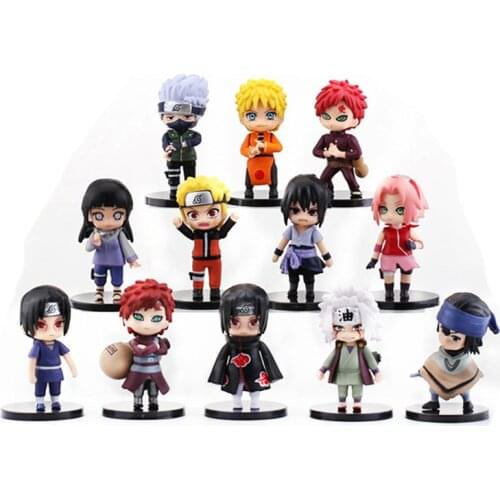 12pcs/Sets Figure Naruto Shippuden Anime Character 6Pcs Naruto Uzumaki Kakashi Sasuke Character Collection Set Childrens Toy