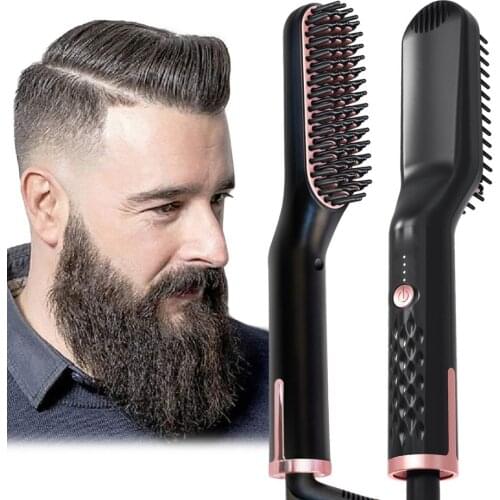 3 in 1 Beard Straightener Electric Ionic Heated Comb Quick Hair Straightening Brush Ceramic Anti-Scald Hair Stylre For Men Women