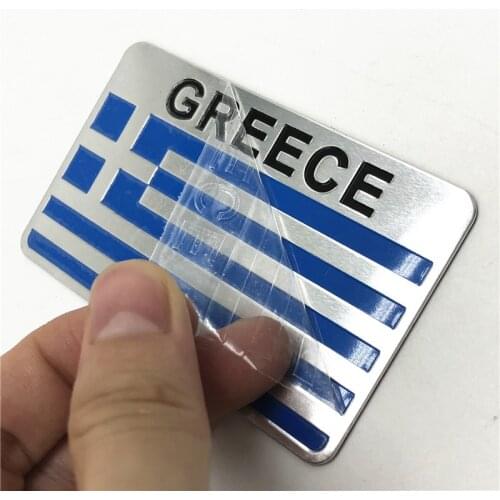 3D Aluminum Metal Heat-Resistant Greece National Flag Badge Car Front Grill Grille Emblem Sticker Motorcycle Racing Sports Decal