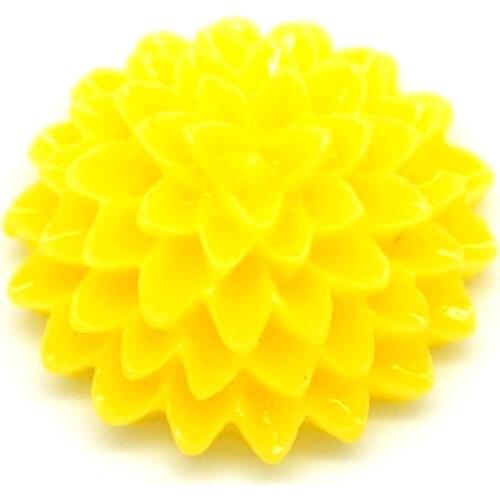 50 Yellow Resin Flower Embellishments Flatback Cabochon Scrapbook Fashion Home Wedding Decoration Craft Resin Cabochon 15x6mm