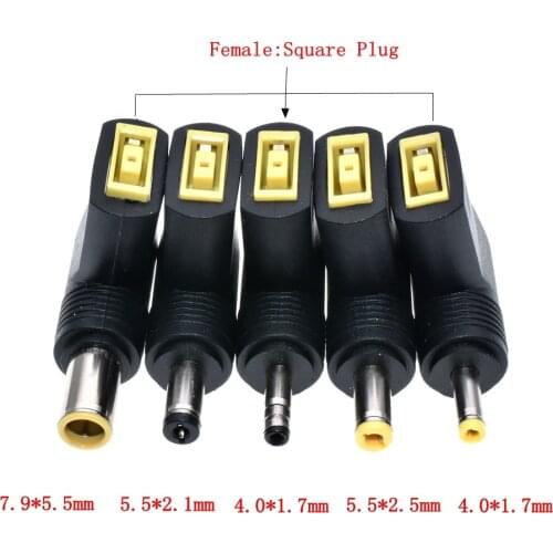 90 degree Laptop DC adapter Square Female to 7.9x5.5mm 5.5x2.5mm 4.0x1.7mm 5.5x2.1mm Male DC Power Plug Connector