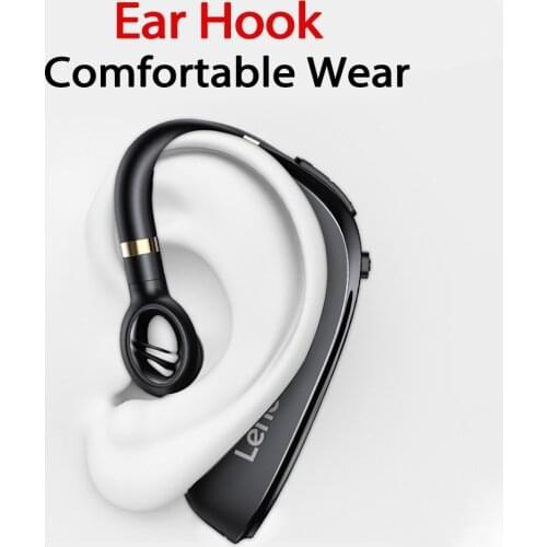 Single Ear Bluetooth Earphone Lenovo HX106 Wireless Headphones Ear Hook Business Capacity Headset with Mic For Driving Meeting