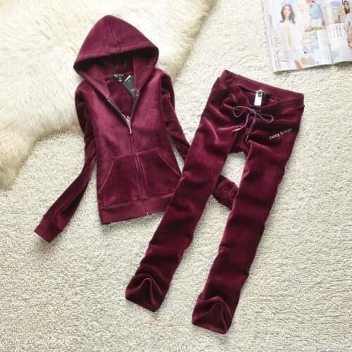 Juicy Lovers Brand double side thickened silver fox wool Velvet Women Sporting Suits Jogging Tracksuits Winter Sportswear suit
