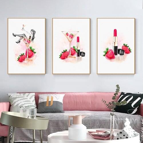 Coffee and Coffee Bean Decorative Painting Creative Wine Glass Beauty Demographic Art Poster Modern Pattern Printing Green Apple