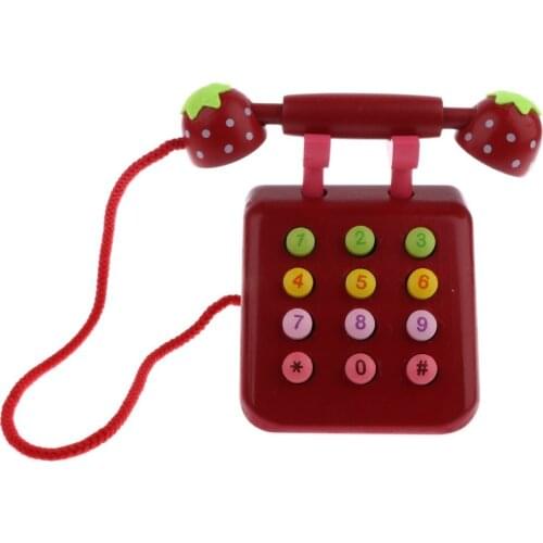 Wooden Simulation Telephone Model Pretend Play Role Playing Game Educational Toys Birthday Gift for Children Kids Toddler