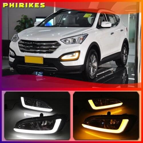 2pcs DRL For Hyundai Santa Fe IX45 2013 2014 2015 Driving Daytime Running Light fog lamp Relay LED Daylight style