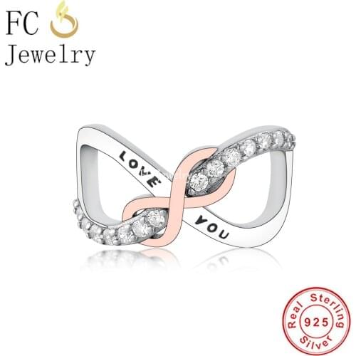 FC Jewelry Fit Original Charm Bracelet Real 925 Sterling Silver Rose Gold Love You Infinity Bead For Making Women Berloque 2021