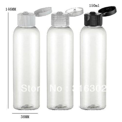 150ml transparent flip top cosmetic PET bottles 150ml clear cream bottle 150cc pet bottle 30pcs