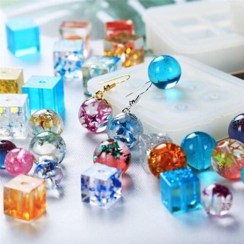 Cube Ball Beads Casting Mould for DIY Jewelry Making Necklace Bracelet Tool Earrings Pendants Silicone Molds UV Epoxy Resin Mold