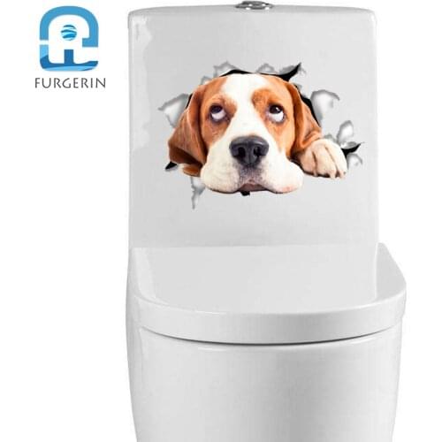 FURGERIN 3d Stickers Wall Stickers French Bulldog cartoon animal 3d toilet stickers for bathroom decor wc Living Room Decoration