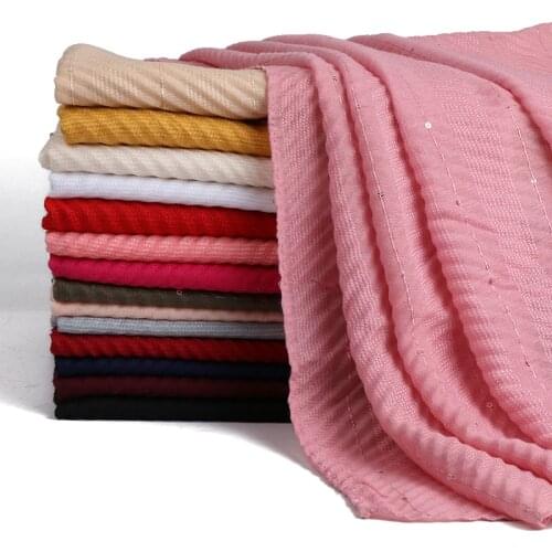 The latest wrinkle cotton scarf stripe printed plain shawl Sequin shimmer scarves muslim hijab Islamic headscarf wrap 20pcs/lot