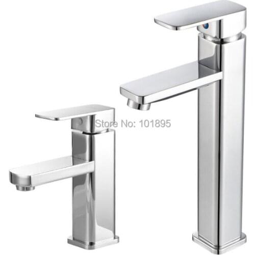 Zinc Material Chrome Plated Cold & Hot Water Square of Basin Faucet