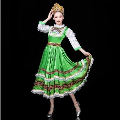 Customized folk classical Russian National Dance Dress Adult European court Princess Maid stage performance opening dance green