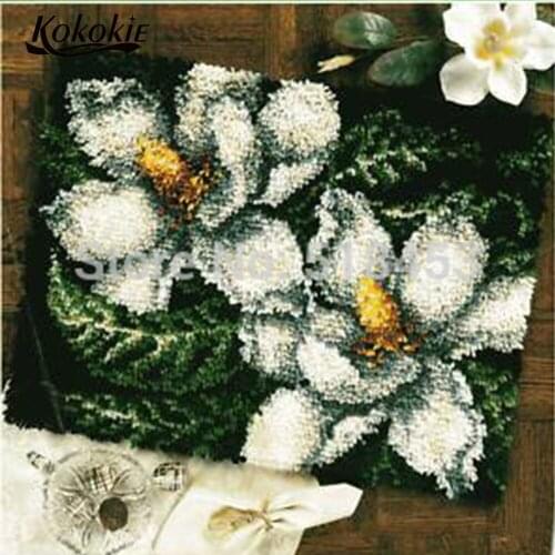 Handmade carpet diy tapijt latch hook rug kit canvas flower printing 3d vloerklee foamiran for needleworksets floor mat decor