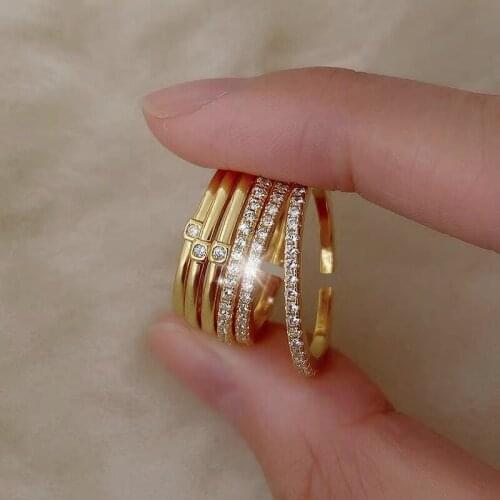 Mini Finger Rings For Women Simple Round Zircon Beads Small Gold Ring Jewelry Ladies Gift