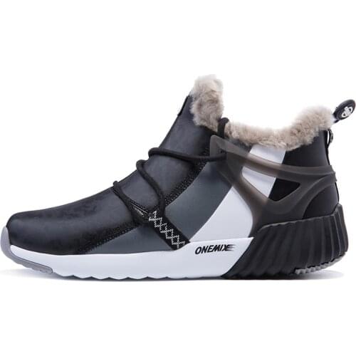 ONEMIX Mens Waterproof Running Boots Winter Walking Men Sneakers Anti-slip Outdoor Round Toe Plush Keep Warm zapatillas hombre
