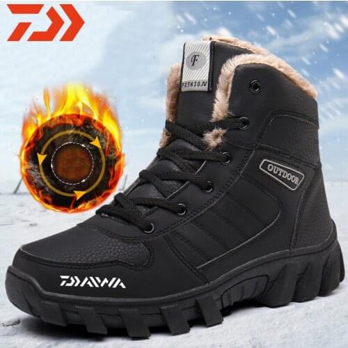 2021 Winter DAIWA Fishing Shoes Men Outdoor Snow Cotton Shoes Fishing Shoes Non-slip Warm Fishing Short Boots DAWA Warm Shoes
