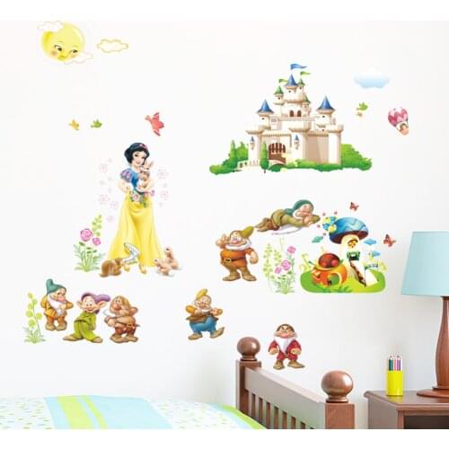 Disney Princess Elsa Snow White Mermaid Wall Stickers For Kids Baby Girls Rooms Nursery Home Decor Cartoon Wall Decals Diy Art