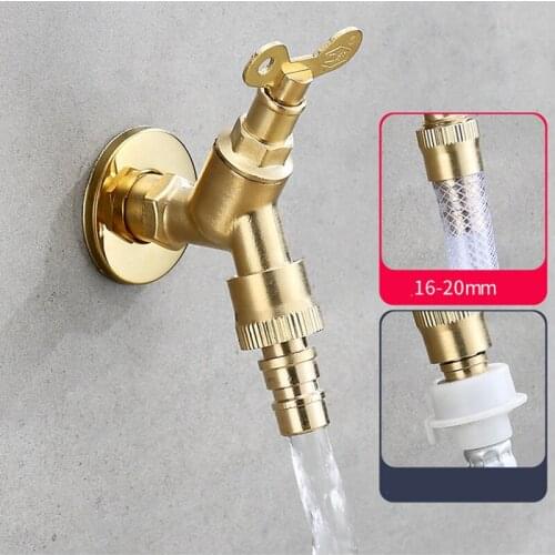 In-wall Brass Water Tap Retro Outdoor Garden Watering Faucet Washing Machine Mop Pool Bibcock Bathroom Faucets Home Hardware