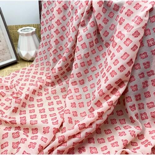 New four-leaf clover jacquard cut flower chiffon wrinkled fabric silk crepe small fresh fabric DIY womens stitching patch cloth