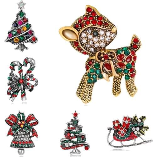 New Christmas Brooches Pins Cute Santa Claus Hat Gloves Bells Socks Donuts Candy Enamel Pin Badges Brooch For Women Jewelry Gift