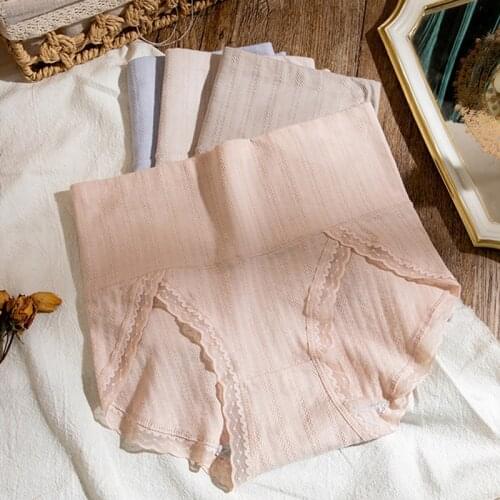 New Womens Panties Cotton Underwear High Waist Sexy Lace Elastic Soft Large Size Briefs Breathable Female Shorts Lingerie
