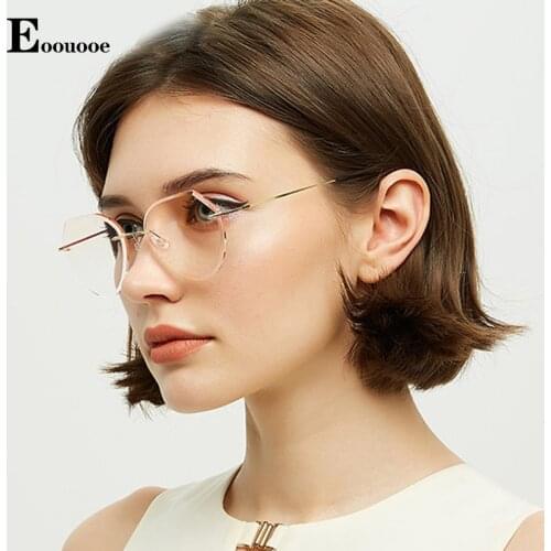 100% Titanium Polygon Design Women Men Opticas Rimless Glasses Prescription Spectacles Progressive Color Oculos Eyewear Frame