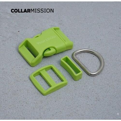 Plastic buckle+Tri-Glid+square keeper+D ring) DIY engraved dog collar light green 25mm webbing sewing parts premium quality
