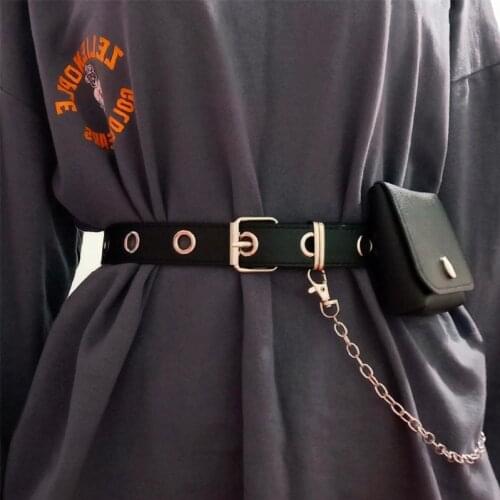 105cm Fashion Punk Chain Belt Waist Bag Belt for Women Single Hole Eyelet Waistband Decorative Belts Bag Clothing Accessories