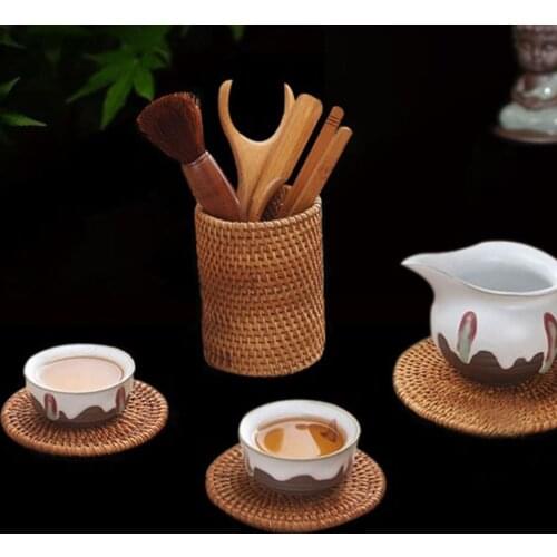 Rattan Chopsticks Tube Shovel Spoons Bucket Dinner Knives Forks Tableware Storage Box Home Storage Baskets Organizer