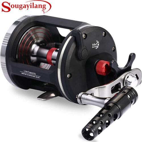 Sougayilang Strong Trolling Fishing Reel 14+1BB Right Hand Sea Bait Casting Fishing Reels Trolling Reel Max Drag 30kg De Pesca