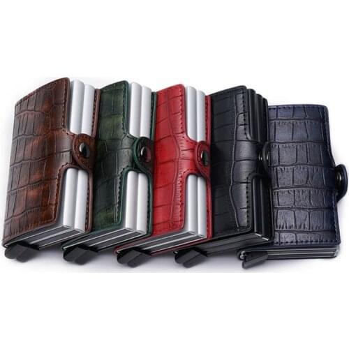 New Crocodile pattern Card Holder RFID Blocking Aluminium Business ID Credit Card holder Men Slim Double Case Wallet Purse