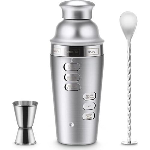 Cocktail Shaker Stainless Steel 24Oz Bar Set Kit Cocktail Shakers with Rotation Recipe Guide stainless steel bottle lot