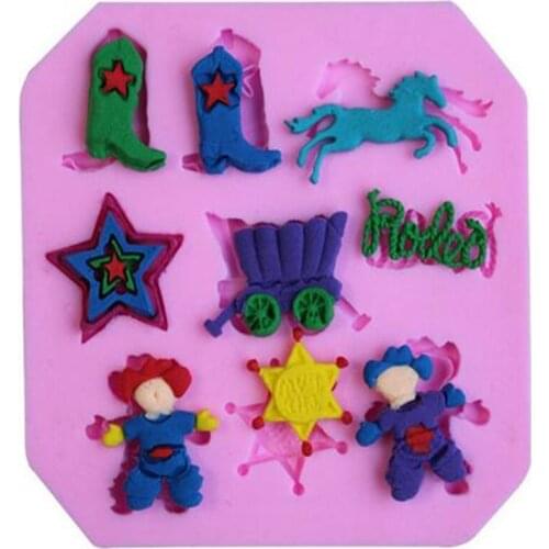 Lovely Cartoon Boots Horse Cart Stars Shape Fondant Cake Silicone Mold Chocolate Pastry Mould Candy Molds DIY Baking Tools