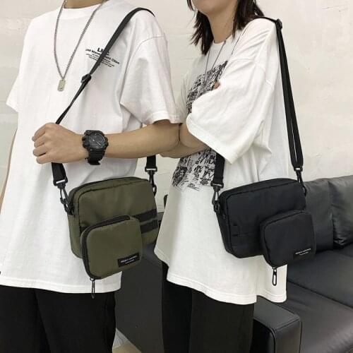 Casual Shoulder Bag Men Unisex Crossbody Bag Waterproof Travel Men Phone Pouch Solid Color Nylon Male Messenger Bags