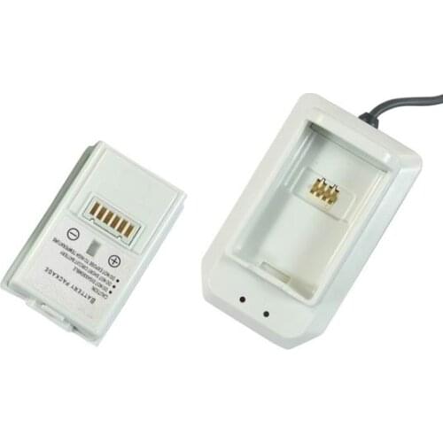 OSTENT White USB Charger Dock Station + Rechargeable Battery for Microsoft Xbox 360 Wireless Controller