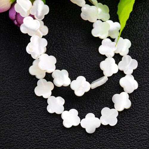 Shell Freshwater Shell Four-leaf Clover Lucky Love Beaded Straight Hole Earrings Handicraft Materials DIY Jewelry Clothing Beads