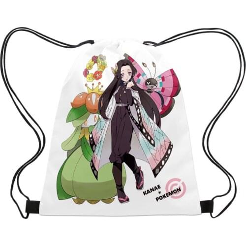 Demon Slayer Print Drawstring Bag for Teenage Boys Girls Japanese Anime Kimetsu No Yaiba Women Cosplay Kanroji Mitsuri