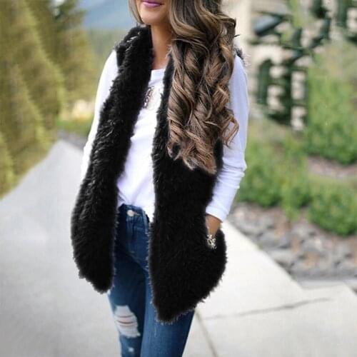 Winter 2020 Womens Vest Plush Faux Fur Casual Sleeveless Warm Vest Jacket Warm Cashmere Cardigan