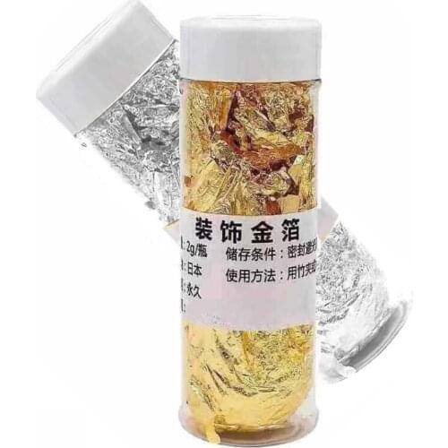 1PCS Edible Grade Genuine Gold Leaf Schabin Flakes 2g 24K Gold Decorative Dishes Chef Art Cake Decorating Tools Chocolates Mold