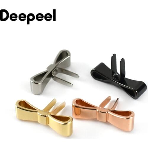 10/20pcs Deepeel 27*7mm Metal Hardware Bow Knot Shoes Buckles DIY Bag Decoration Clip Clothing Metal Label Sewing Accessories