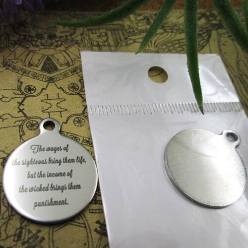 20pcs--"The wages of the righteous bring them life..."stainless steel charmsstyles for choosing DIY Charms Bible gold sentence