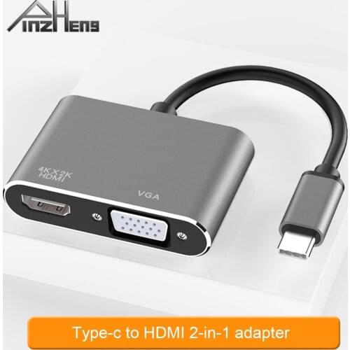 2 In 1 USB C HDMI Type C To HDMI Cable 4K Adapter USB 3.1 HDMI To VGA Adapter Audio Video Converter For Macbook Pro Laptop