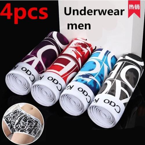 4 Pieces ) Men underwear Print Underpants Solid Boxer sexy panties Mens Breathable Flexible Shorts Boxers Homme