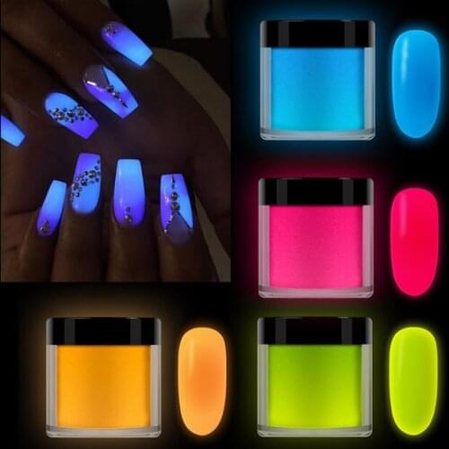 6color/lot Nail Glitter Acrylic Powder Decoration Flakes Sequin DIY glow in the dark for Acrylic Nail art tools