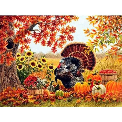 5D Diy Diamond Painting Animals Diamond Embroidery Turkey Pumpkin Cross Stitch Kit Diamond Mosaic Full Square Round DrillZP-1763