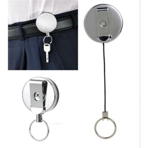 1Pc Metalen Skeychain Retractable Chain Steel Recoil Key Ring Belt Clip Pull Anti Verloren Sleutelhanger Random Color