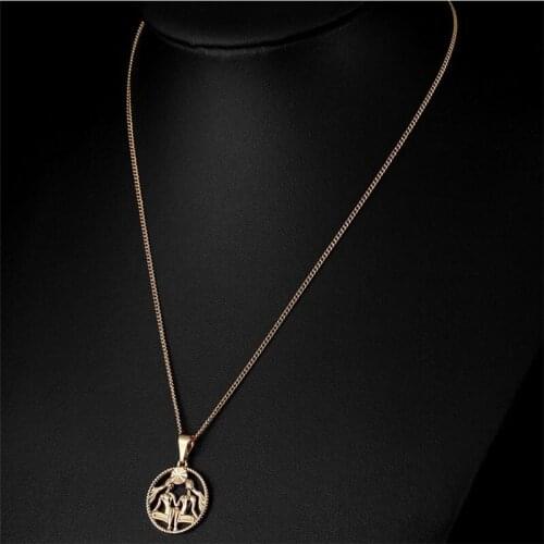 12 Constellation Pendant Necklace Mens Chain Gift Fashion Jewelry Trendsmax Zodiac Sign Gold Horoscope Necklace