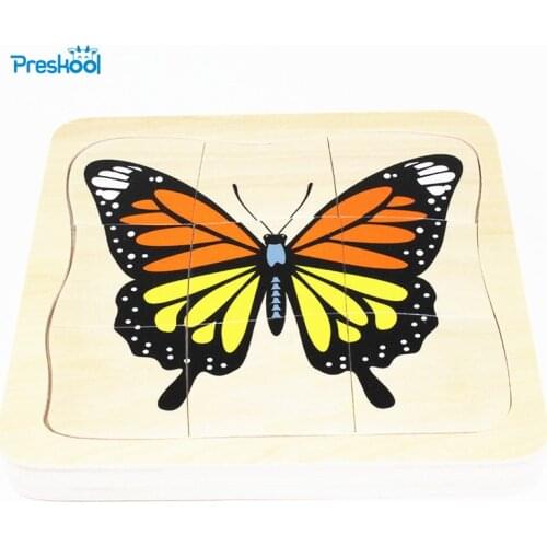 Montessori Kids Baby Toy Infant Toddler Life Cycle of Butterfly Puzzles Jingsaw Preschool Brinquedos Juguets